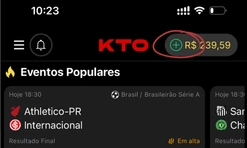 Botão de depósito da KTO no celular